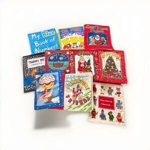 Vintage 80s 90s Cloth Book Lot 10 Flintstones Mother Goose Christmas Bears